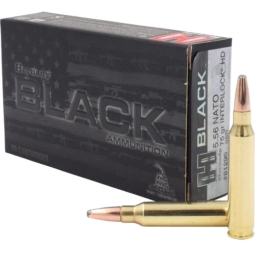 Hornady Ammo, 5.56 Nato 75 Grain Interlock HD SBR, BLACK, 20 Rounds — RDSC