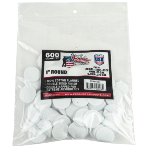 ProShot Patches .22 - .270 Cal 1" 600 Count