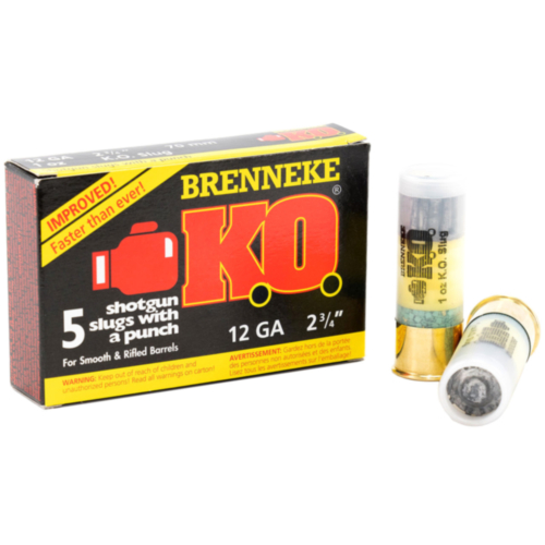 Brenneke Ammo, 12GA KO Slug, 2-3/4" 1 OZ Slug, 5 Rounds