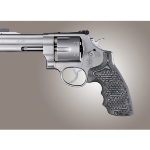 Hogue Grips, S&W N Frame Round Butt Conversion, Piranha Grip G10, Black/Gray, Finger Grooves 