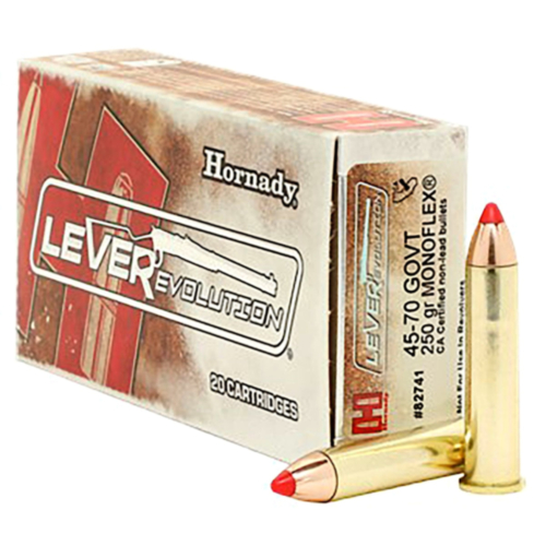 Hornady Ammo, 45-70 Govt 250 Grain Monoflex, LEVERevolution, 20 Rounds