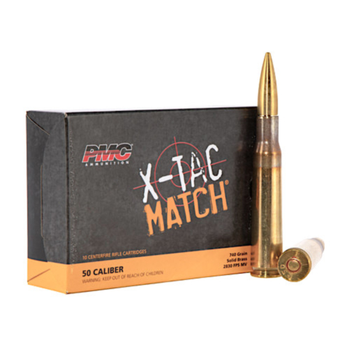 PMC Ammo, 50 BMG 740 Grain Solid Brass X-TAC Match, 10 Rounds