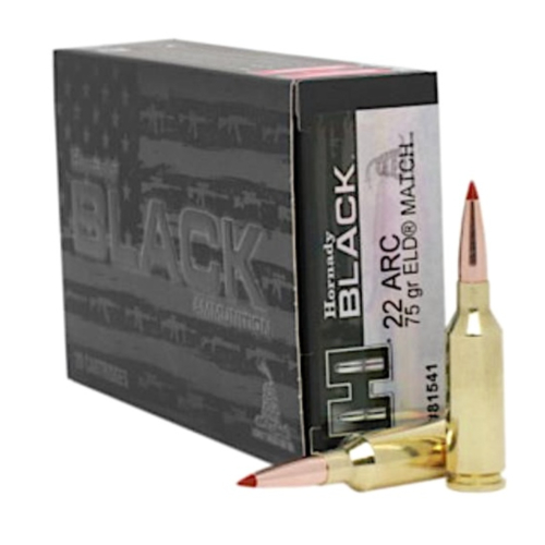 Hornady Ammo, 22 ARC 75 Grain ELD, Match Black, 20 Rounds — RDSC