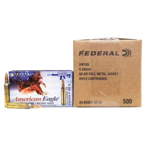 Federal Ammo, 5.56mm NATO 55 Grain, FMJ BT, 500 Rounds