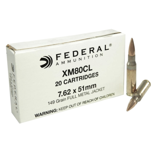 Federal Ammo, 7.62X51mm 149 Grain FMJ XM80, 20 Rounds