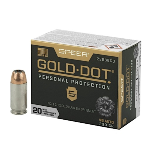Speer Ammo, LE Gold Dot 45ACP 230 Grain HP, 20 Rounds