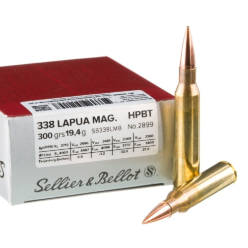 Sellier & Bellot Ammo, 338 Lapua Mag 300 Grain HPBT, 10 Rounds