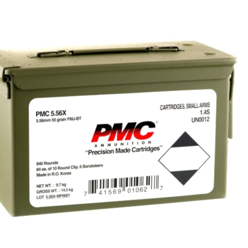 PMC Ammo, 5.56mm NATO, 55 Grain FMJBT, 840 Round Metal Can