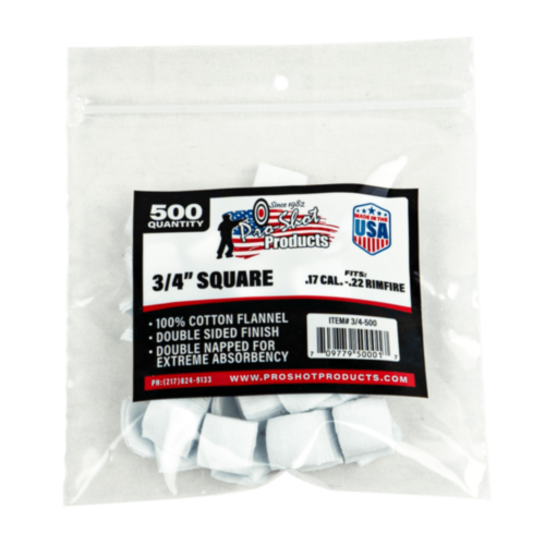 ProShot Patches .17 - .22 Cal Rimfire 3/4" 500 Count 