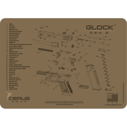 Cerus Gear, Glock Gen3 Schematic Gun Cleaning Mat, Coyote