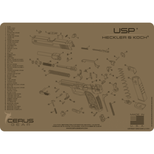Cerus Gear, H&K USP Schematic Gun Cleaning Mat, Coyote