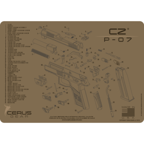 Cerus Gear, CZ P-07 Schematic Gun Cleaning Mat, Coyote