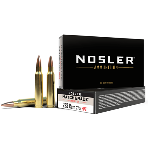 Nosler Ammo, 223 Rem, 77 Grain, Match Grade, 20 Rounds — RDSC