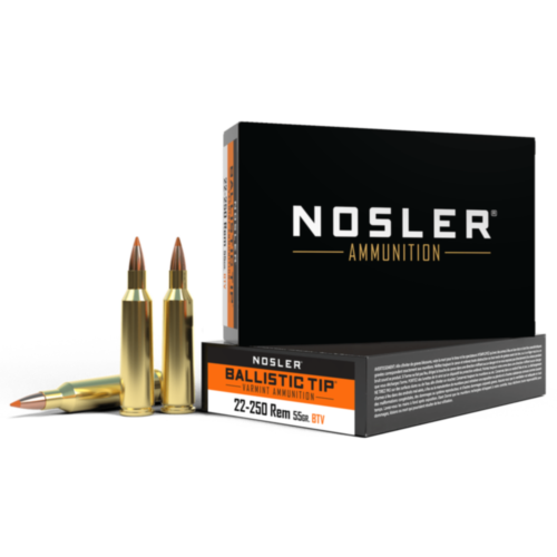 Nosler Ammo, 22-250 Rem, 55 Grain, Ballistic Tip, 20 Rounds — RDSC