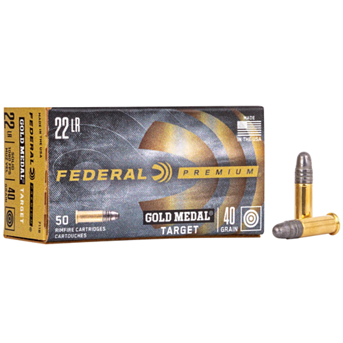 Federal Ammo, 22LR 40 Grain, Gold Medal Target, Lead RN, 50 Rounds