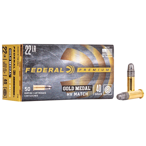 Federal Ammo, 22LR 40 Grain, Gold Medal HV Match, 50 Rounds