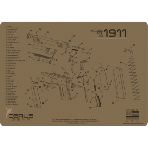 Cerus Gear, 1911 Schematic Gun Cleaning Mat, Coyote