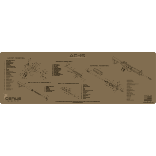 Cerus Gear, AR15 Magnum XXL Schematic Gun Cleaning Mat, Coyote