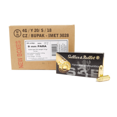Sellier & Bellot Ammo, 9mm 124 Grain FMJ, 1000 Rounds — RDSC