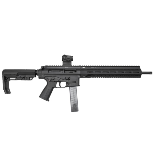 B&T SPC9 Sport Semi-Auto Rifle, 18.7" Barrel, Telescoping Stock, Aimpoint T1, Glock Magazines, Black