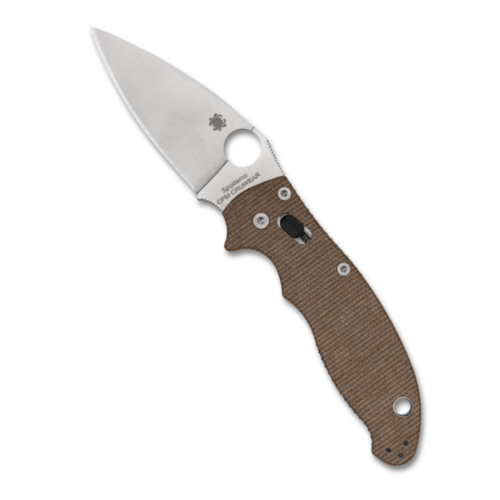 Spyderco Manix 2, Brown Canvas Micarta, CPM Cruwear, PlainEdge 