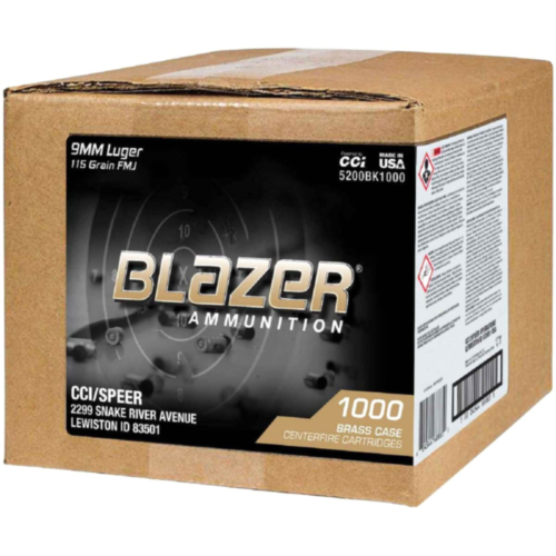 Blazer Ammo, 9mm 115 Grain FMJ, Loose Pack, 1000 Rounds
