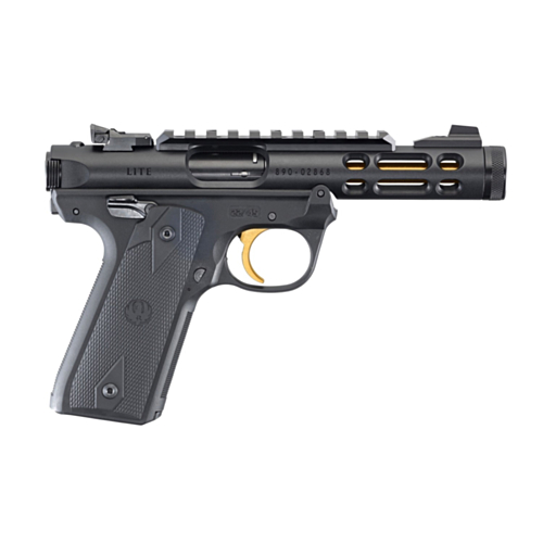 Ruger Mark IV 22/45 Lite, 4.40” Threaded Barrel, Black Anodize, Gold Barrel, 22LR