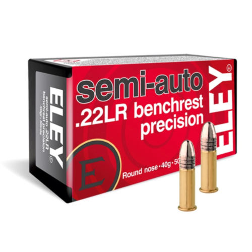 Eley Semi-Auto Benchrest Precision Ammo, 22LR 40 Grain Roundnose, 50 Rounds