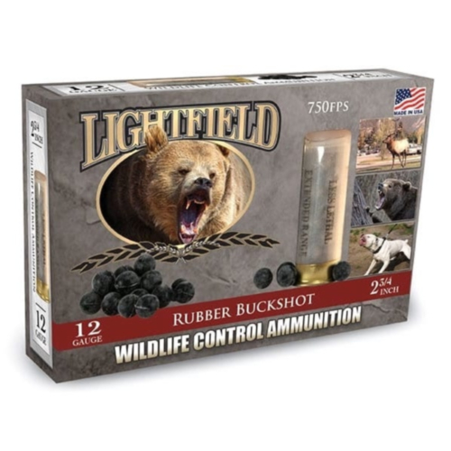 Lightfield Ammunition, 12GA Buckshot Wildlife Control, Rubber Ball, 2-3/4", 5 Rounds