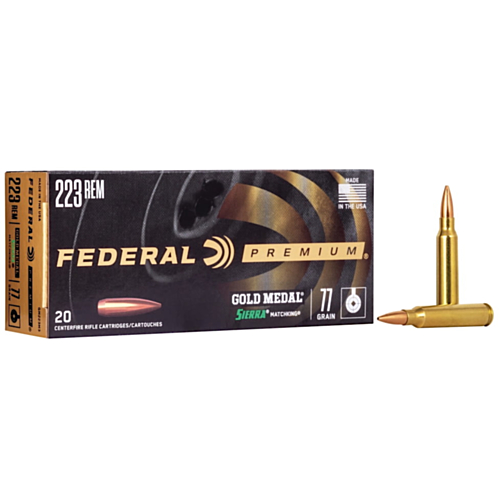 Federal Ammo, 223 Rem 77 Grain MatchKing BTHP, 20 Rounds