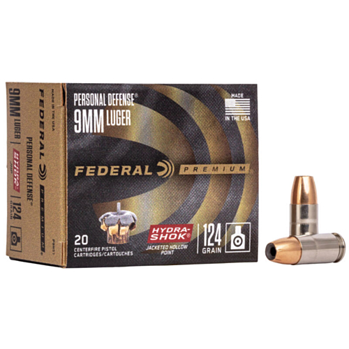 Federal Ammo, 9mm 124 Grain Hydra-Shok JHP, 20 Rounds — RDSC