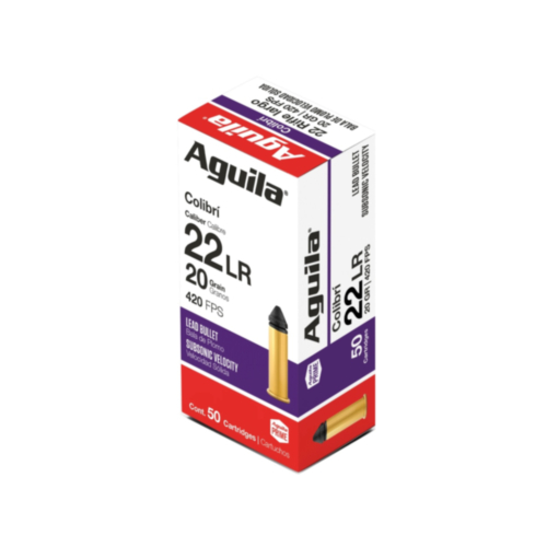 Aguila Ammo, 22LR 20 Grain Colibri, 420 FPS, 50 Rounds
