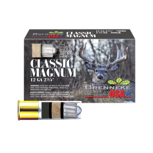 Brenneke Ammo, 12GA Classic Magnum, 2-3/4" 1-1/8 OZ Slug, 5 Rounds — RDSC