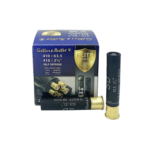 Sellier & Bellot Ammo, 410GA Self Defense, 2-1/2" Dual Pellet Load, 25 Rounds