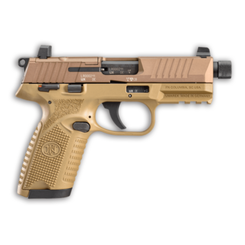 FNH, FN502 Tactical, 4.60" Threaded Barrel, Optic Ready, FDE, 22LR