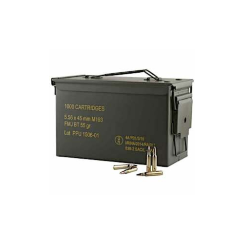 PPU Ammo, 5.56mm 55 Grain Rangemaster FMJBT, 1000 Round Steel Ammo Box