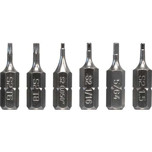 Borka Tools Precision Shooter Bit Pack 6 Pcs Bits: T6, T8, Hex .050", Hex 1/16", Hex 5/64", Hex 1.5mm 