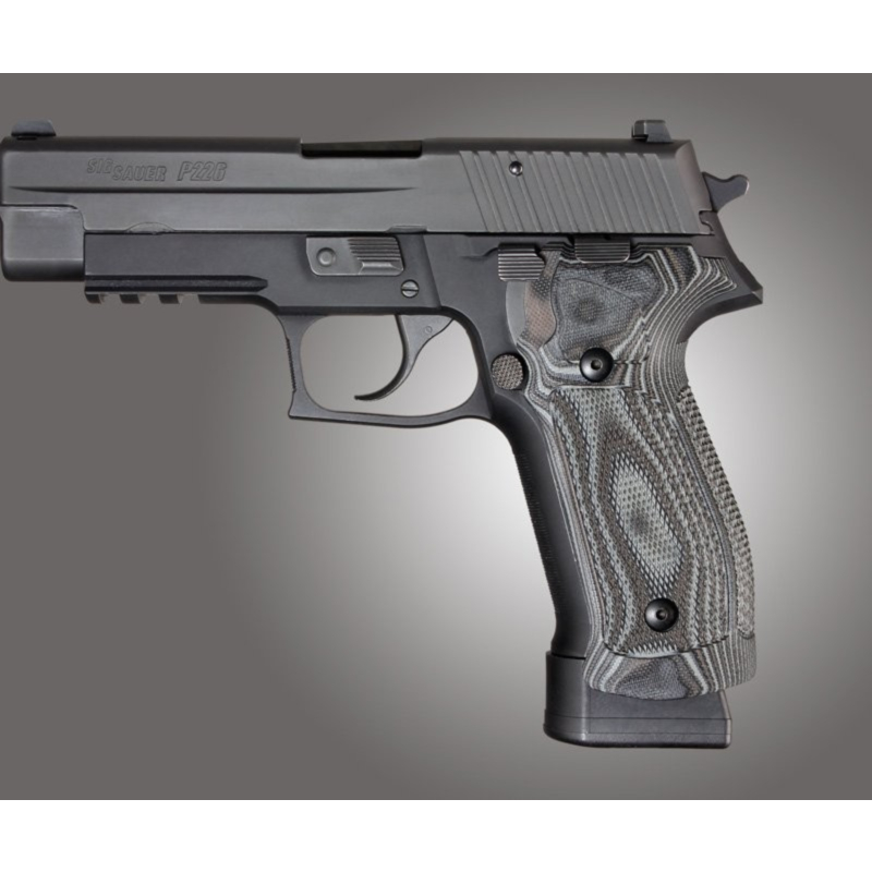 Hogue Grips, P226 G10 Magrip Kit, Checkered Grip, Black/Gray