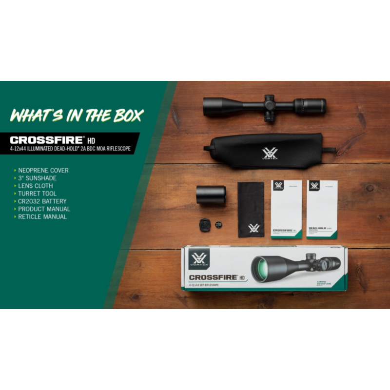 Vortex Optics, Crossfire HD 4-12x44 Rifle Scope, 2A BDC, MOA