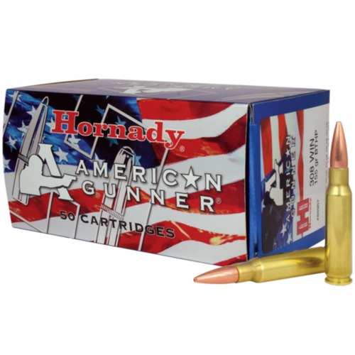 Hornady Ammo, 308 Win 155 Grain BTHP, Match American Gunner, 50 Rounds