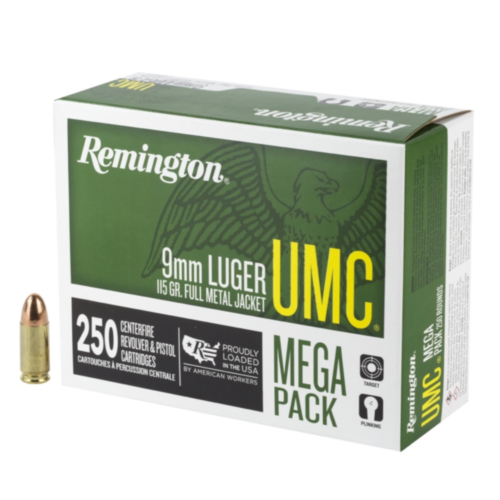 Remington Ammo, UMC Mega Pack 9mm Luger, 115 Grain FMJ, 250 Rounds — RDSC