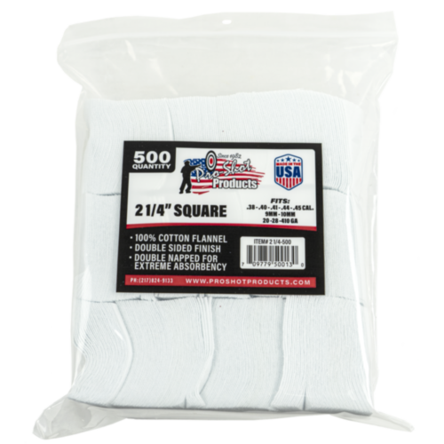 ProShot Patches .38 - .45 Cal/20GA - 410GA 2-1/4" 500 Count