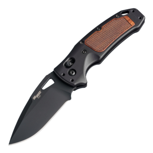Hogue Knives, Sig K320 AXG Classic 3.5" Drop Point Blade, Walnut Grip, Black