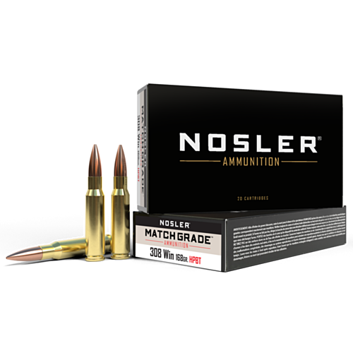 Nosler Ammo, 308 Win, 168 Grain, Match Grade, 20 Rounds — RDSC