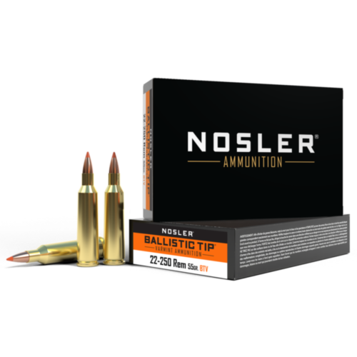 Nosler Ammo, 22-250 Rem, 55 Grain, Ballistic Tip, 20 Rounds — RDSC