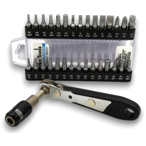 Borka Tools Screwdriver Bits Kit w/Ratchet, Auto-lock Bit Holder & 29 S2 Bits