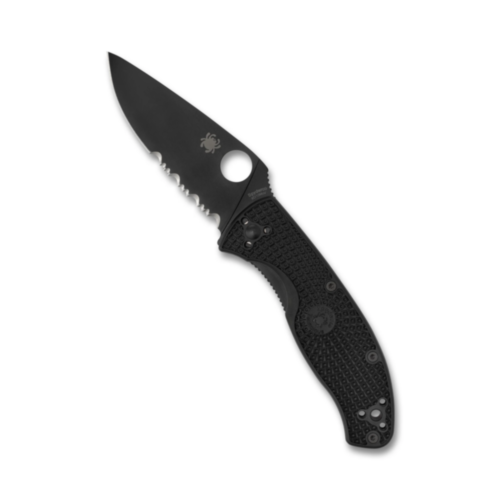Spyderco Tenacious, Black, Light Weight, 8Cr13MoV, CombinationEdge, Black Oxide