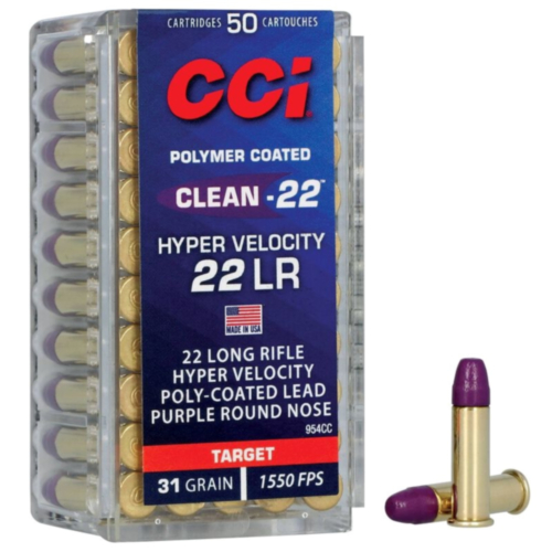 CCI Rimfire Ammo, 22LR 31 Grain  Hyper Velocity Clean-22, 50 Rounds