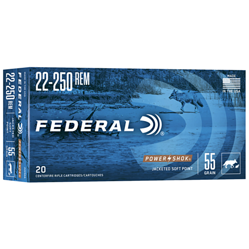 Federal Ammo, 22-250 Rem 55 Grain Power-Shok SP, 20 Rounds — RDSC