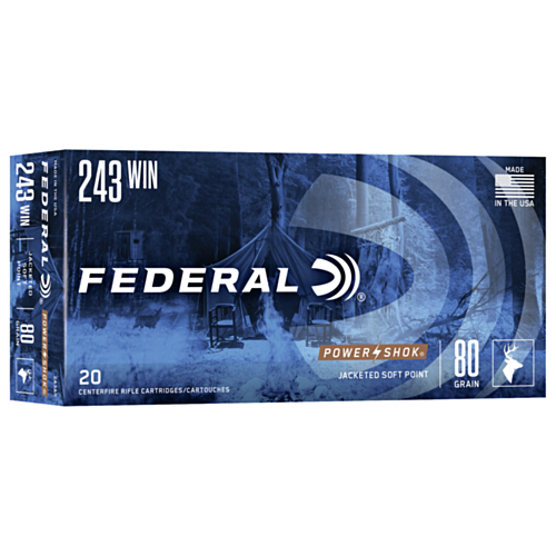 Federal Ammo, 243 Win 80 Grain Power-Shok SP, 20 Rounds — RDSC